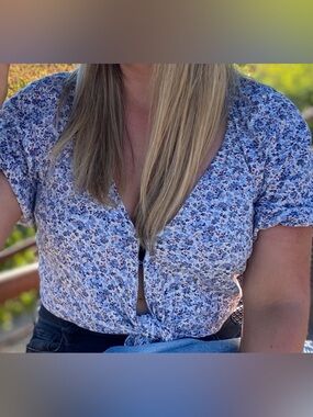 Abercrombie & Fitch Blue Floral Blouse Top